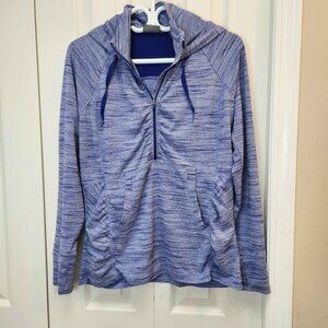 Athleta Blue Striped Hoodie Sweatshirt